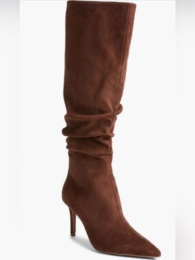 Open Edit Ariana Pointed Toe Knee High Boot boots dark brown med calf size 8 NWT